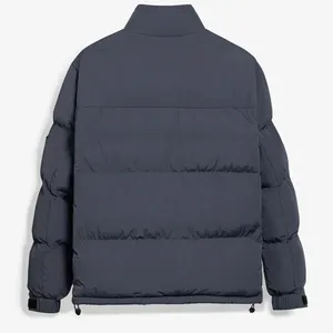 Men's Winter Puffer Jacket Stand Collar Zipper Closure Windproof Casual Style Thick Polyester Wadding Solid <b>Colour</b> - Product Image 2