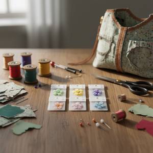 Fiori in tessuto Ilan 5,5 cm colori assortiti per artigianato e cucito - Product Image 3