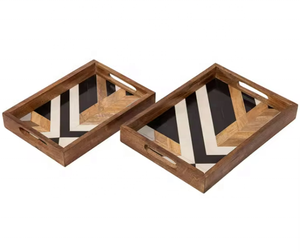 Asas de bandeja de servicio de madera de fábrica India superior para el hogar, Hotel, restaurante, bandeja decorativa de Navidad, bandeja de Navidad superior - Product Image 2