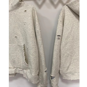 Vente en gros de vêtements personnalisés en coton épais French Terry, brodés, doublés, imperméables, coupe carrée, courts, déchirés, à double couche, effet gaufré - Product Image 3