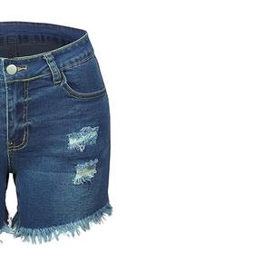 Shorts de mezclilla de algodón para mujer, con bolsillos rotos, casuales, de mezclilla, a la moda para el verano, estilo streetwear. - Product Image 3