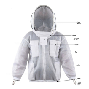 Pink Kids Beekeeping Jacket 3-Layer Ventilated Mesh Fencing Veil Hood Elastic Waist Thumb Loop OEM Wholesale Beekeeping <b>Suit</b> - Product Image 4