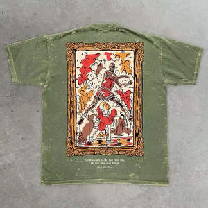 เสื้อยืดคอตตอนพิมพ์ลายกราฟิกสไตล์วินเทจลำลองทรงโอเวอร์ไซส์แบบย้อมสีเอซิดสุดหรู - Product Image 6