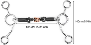 Horse Chew, Stainless Steel Horses Snaffle Bits Oval Link <b>Gag</b> Bit with Black Steel Mouth Full Cheek <b>Gag</b> Equestrian Loose <b>Ring</b> - Product Image 3