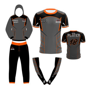 Ensemble de jogging et sweat à capuche DRMON Esports Gaming avec manchons, impression par sublimation, séchage rapide, unisexe adulte, noir et orange - Product Image 1