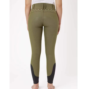 Vêtements d'équitation pour femmes, pantalons d'équitation à siège intégral en silicone imprimé, leggings de sport sans bouton - Product Image 3