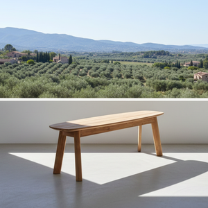 Banc en bois Mizuki durable et facile à nettoyer, fabriqué en bois naturel massif, design minimaliste scandinave pour les intérieurs modernes - Product Image 4