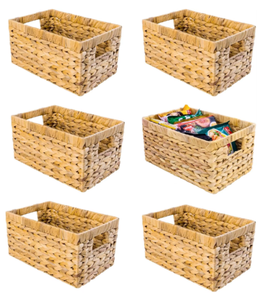 <b>Rectangular</b> Hand Woven Eco-Friendly Water Hyacinth <b>Storage</b> <b>Basket</b> for Kitchen Bathroom & Living Room - Product Image 2