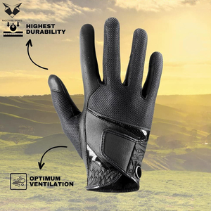 Guantes de Montar a Caballo de Cuero Genuino Negro, Talla L, Producto de Última Moda, Transpirables - Product Image 6