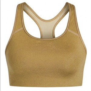 Women's Comfortable High <b>Support</b> Yoga Bra Custom Logo Strappy <b>Back</b> Seamless Eco-Friendly Crew Neck Workout Activewear - Product Image 6