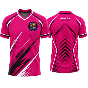 Maillot de football personnalisé Game On Industries pour homme, col en V, manches courtes, polyester respirant, vêtements de sport toutes saisons - Product Image 4