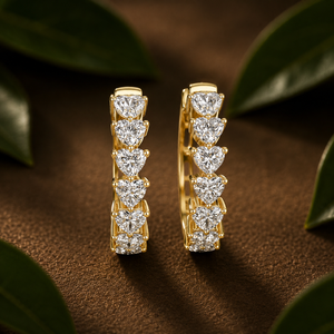 Heart Lab Grown Diamond Graduated Huggie <b>Hoop</b> <b>Earrings</b> 2.55 CTW E VVS 14K 18K <b>Solid</b> Gold Anniversary Gift Fine Jewelry For Women - Product Image 3