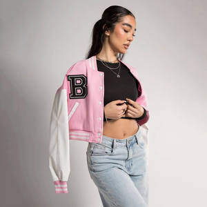 Trendy Women's Breathable Crop Varsity Jackets Reversible Embroidery Winter Varsity Crop Top Jacket For Women Casual Fashion Use - Product Image 2