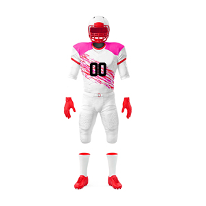 Custom <b>White</b> Blue American Football Uniform Set Number 00 Breathable Polyester <b>Men</b> Adult Protective Gear Helmet Gloves <b>Socks</b> - Product Image 3