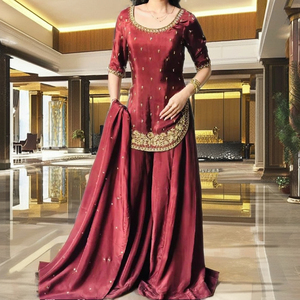 Ramdev Trading <b>Women's</b> <b>Kurta</b> / Kurti Modern All Seasons Wedding Party Wear Heavy Chinnon Silk 5mm Embroidery Recycled - Product Image 1