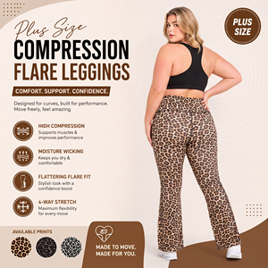 Leggings Estampados Personalizados OEM de Tallas Grandes para Mujer, Pantalones de Yoga con Corte Acampanado, Cintura Alta, Pantalones de Compresión para Gimnasio y Entrenamiento - Product Image 3