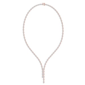 Elegante Collar Largo con Diamante Ovalado de Corte Escalonado de 24.34 ctw, Cultivado en Laboratorio, en Oro Rosa de 9K - Product Image 6