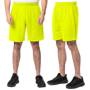 Shorts Bermuda pour homme, noirs unis, à séchage rapide, taille élastique, décontractés, en polyester tricoté, shorts de sport - Product Image 2