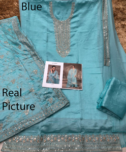 Conjunto de salwar kameez de seda amarilla con dupatta bordada, ropa tradicional india para bodas, para mujer, completamente cosido. - Product Image 3