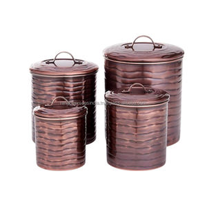 กล่องเก็บของทำจากทองแดงบริสุทธิ์แบบโบราณหรูหราทำจากโลหะคุณภาพดีที่สุดสำหรับน้ำตาลกาแฟและชาในราคาที่แข่งขันได้ - Product Image 5