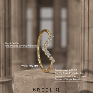 Bague Chevron en V, alliance de mariage, bague empilable avec diamant en or massif 14 carats, diamant de laboratoire - Product Image 2