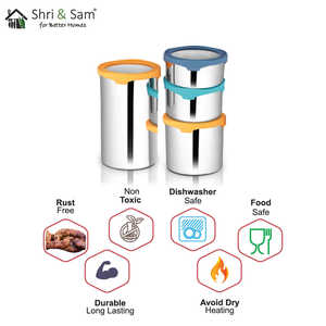 Lot de 4 bidons en acier inoxydable avec couvercle étanche à l'air et rouleau de bouteilles et bocaux de stockage - Product Image 1