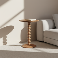 Table basse ronde marron en bois, style rustique moderne, pour salon, avec suspension simple