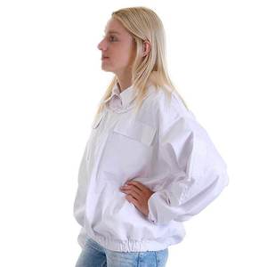 Veste de protection pour apiculteur avec voile en maille amovible, respirante, en polyester et coton, coutures surjetées, blanche, coupe ample, vêtement de sécurité - Product Image 5
