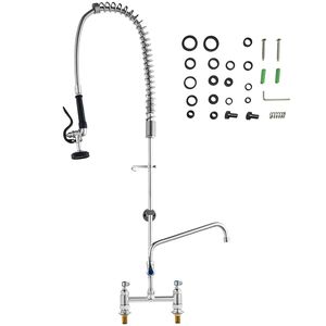 Rubinetto Industriale Alto 44 Pollici in Ottone con Spazio di Installazione di 8 Pollici, Bocca Girevole da 12 Pollici, Stile a Montaggio Superficiale, Spruzzatore Estensibile per Centri Commerciali - Product Image 1