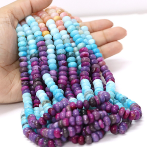 Cuentas de Ópalo Multicolor en Forma de Rondelle: Azul Cielo y Morado, Calidad AAA - Product Image 6