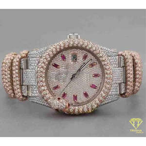 Reloj de Lujo para Hombre, Estilo Hip Hop, Completamente Adornado con Diamantes Moissanite VVS, Chapado en Oro Rosa sobre Plata de Ley 925 - Product Image 2