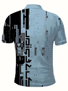 Men's <b>Pink</b> Geometric Print Short Sleeve <b>Polo</b> <b>Shirt</b> Breathable Casual Woven Fabric Sublimation Printing Wholesale Supplier Custom - Product Image 6