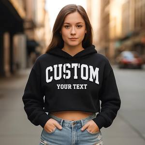 Sudadera con Capucha Corta Personalizada de Invierno, Estilo Universitario, con Logotipo Frontal, 100% Algodón - Product Image 3