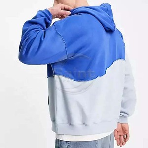 Sweat à capuche décontracté pour homme en tricot color block, manches régulières, 100 % coton, coupe oversize, style vintage, hiver - Product Image 4