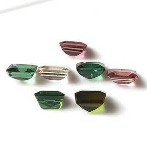 Calibrated Gemstone Pair/ Set 6X7 MM Natural 10.00 Carat Pastel Multi-Color Zambian Tourmaline Emerald Cut <b>7</b>-Pieces Loose - Product Image 5