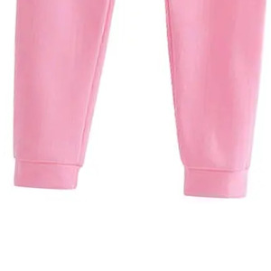 Ensemble de survêtement rose à capuche pour femme, manches longues, couleur unie, pantalon de jogging décontracté avec cordon de serrage et poches latérales, tenue d'automne - Product Image 3