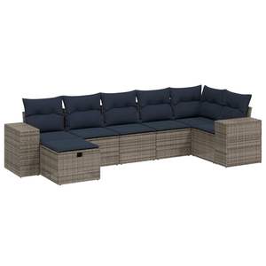 Ensemble de canapés de patio en polyrotin gris 7 pièces avec coussins, ensembles de jardin - Product Image 2