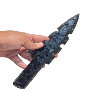Venta al por mayor de puntas de flecha de obsidiana negra de 8 pulgadas, piedra preciosa de calidad superior, nuevo diseño elegante, tallada y grabada, cristal natural Reiki A - Product Image 1