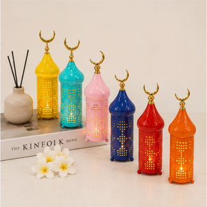 Centro de Mesa Metálico Inspirado en una Mezquita, Decoración Islámica Colorida para Ramadán y Eid, Adorno de Mesa Hueco con Forma de Luna Creciente, Moderno - Product Image 4