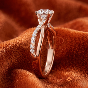 Round Cut Moissanite Engagement Ring <b>Rose</b> Gold Plated Crossover <b>Infinity</b> Twist Pave Band Wedding Ring Jewelry Gift - Product Image 4