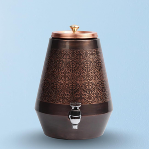 Dispensador de Bebidas con Acabado de Cobre Vintage, Servidor de Bebidas con Grifo y Relieve Ornamental para Hogar, Hotel, Restaurante, Eventos - Product Image 1
