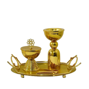 Impresionante Juego de Quemadores de Incienso Metálicos con Tapa y Bandeja a Juego para Aromaterapia, Decoración de Mesa para el Hogar, Ramadán, Quemador de Bakhoor - Product Image 4