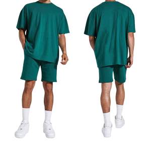 Conjunto Personalizable de Camiseta y Pantalones Cortos Extra Grandes para Hombre, Traje Deportivo Informal de Verano, Conjunto de 2 Piezas de Algodón, Ropa Deportiva para Calle y Gimnasio - Product Image 4