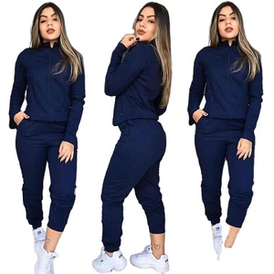 New arrival custom design women's <b>zip</b> <b>up</b> <b>jackets</b> with zipper pockets & yoga pants two piece set - Product Image 3