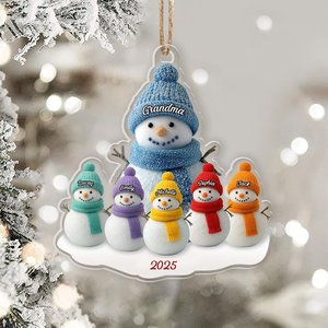 Ornement de Noël personnalisé en bois avec nom de famille, bonhomme de neige, souvenir de Noël - Product Image 6