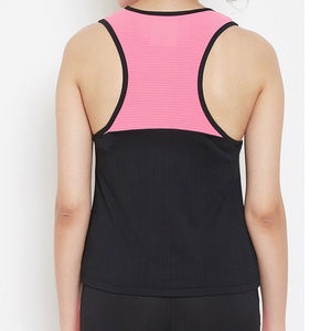 Débardeur pour femme en tissu écologique respirant, col rond, style sportif, séchage rapide, spandex polyester, noir rose - Product Image 5