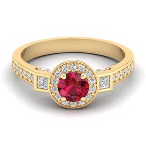 Bagues de fiançailles REYES en argent sterling 925 avec moissanite, taille ronde 0,5 carat, pierre précieuse rubis rouge, cadeau de mariage pour femme, bijoux - Product Image 1