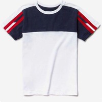 T-shirt en coton respirant et écologique pour homme, coupe oversize, col rond, bordure contrastante, style décontracté, avec photo sur le devant