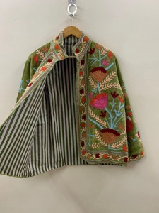 Veste en velours brodée bohème à manches longues, col mandarin, motif floral, grande taille, vêtements d'automne pour femmes - Product Image 2