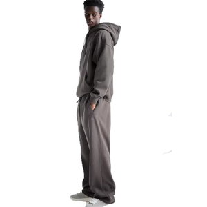 Ensemble deux pièces d'hiver, pulls oversize, pantalons longs décontractés, combinaison de sport en molleton à capuche pour hommes, 100% coton biologique, respectueux de l'environnement - Product Image 2